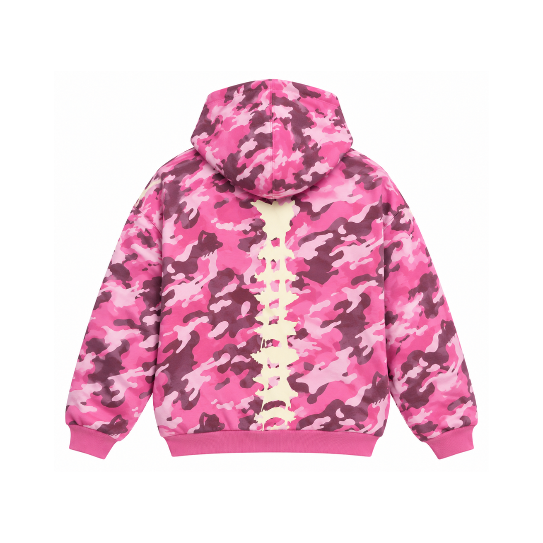 Pink Camo Skeleton Zip-Up