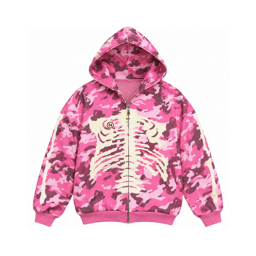 Pink Camo Skeleton Zip-Up