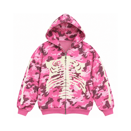 Pink Camo Skeleton Zip-Up